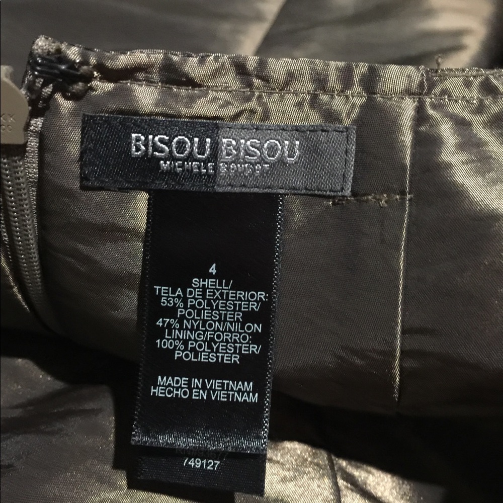 Bisou Bisou 🌷Olive green satin flare skirt Sz 4 - Picture 8 of 8